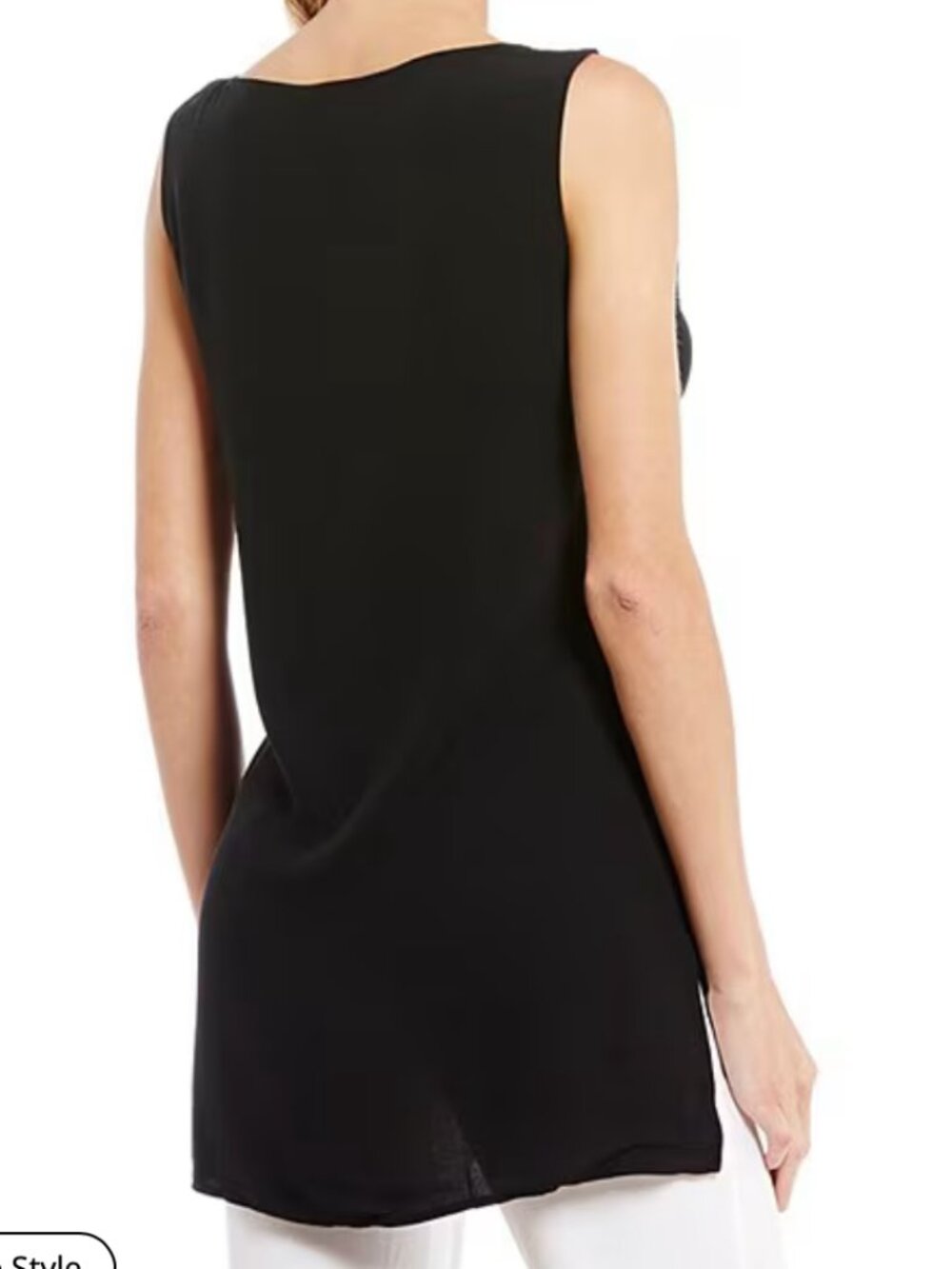Eileen Fisher Silk Black Tunic Top, High Low Hem, Size XL 14 16 - Picture 3 of 12